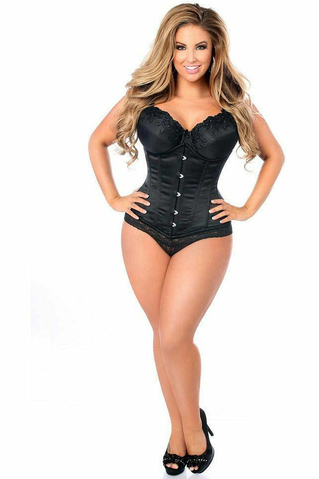 Top Drawer Black Steel Boned Underbust Corset w/Busk Closure-Daisy Corsets