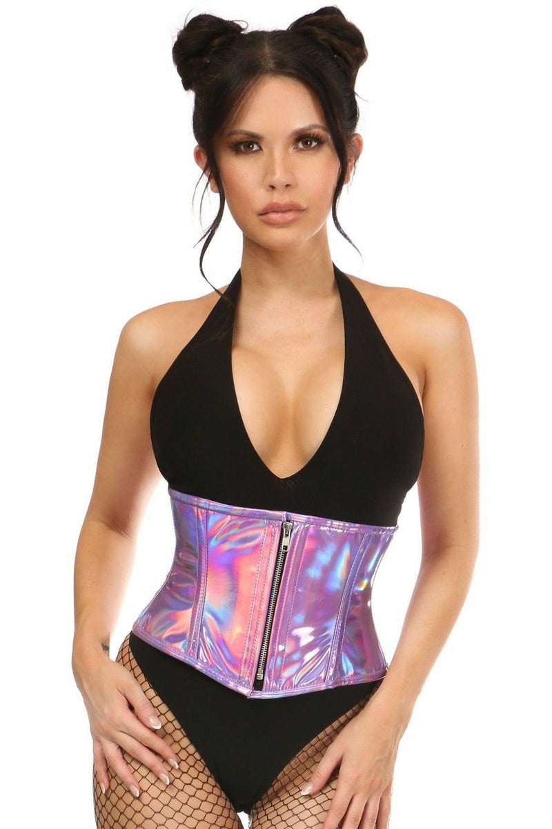 Top Drawer Lavender Holo Steel Boned Mini Cincher-Daisy Corsets