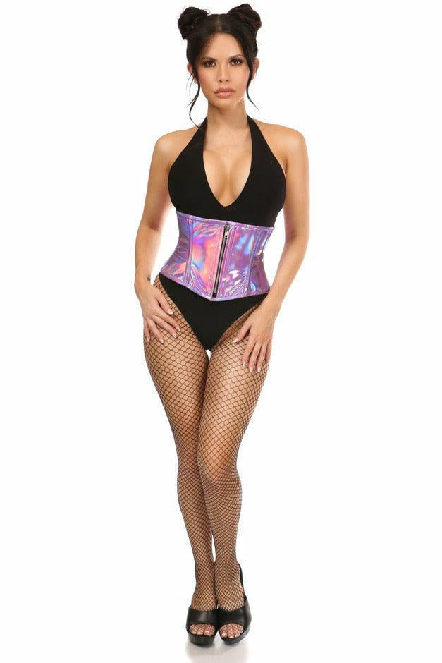 Top Drawer Lavender Holo Steel Boned Mini Cincher-Daisy Corsets