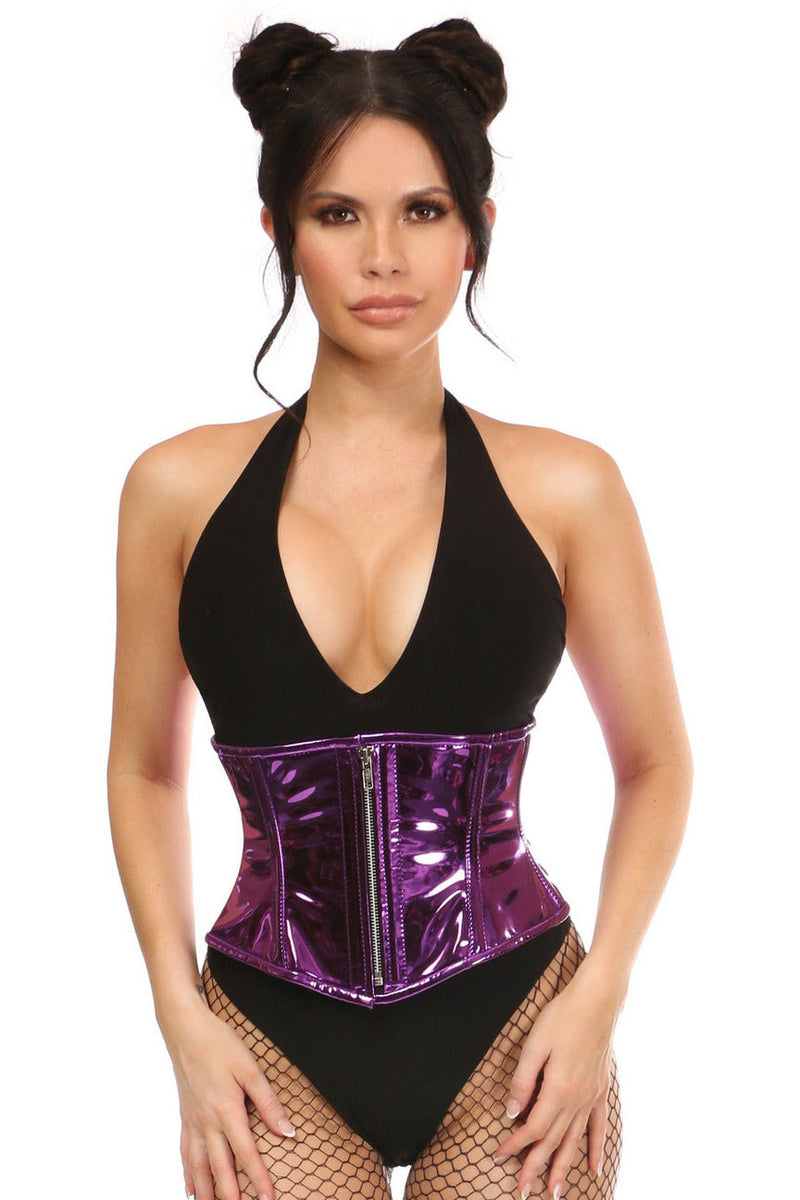 Top Drawer Purple Metallic Steel Boned Mini Cincher-Daisy Corsets