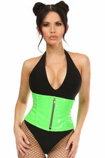 Top Drawer Neon Green Patent Steel Boned Mini Cincher-Daisy Corsets