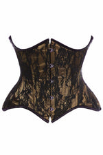 Top Drawer Beige w/Black Lace Double Steel Boned Curvy Cut Waist Cincher Corset-Daisy Corsets