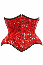 Top Drawer Red Sequin Curvy Cut Waist Cincher Corset-Daisy Corsets