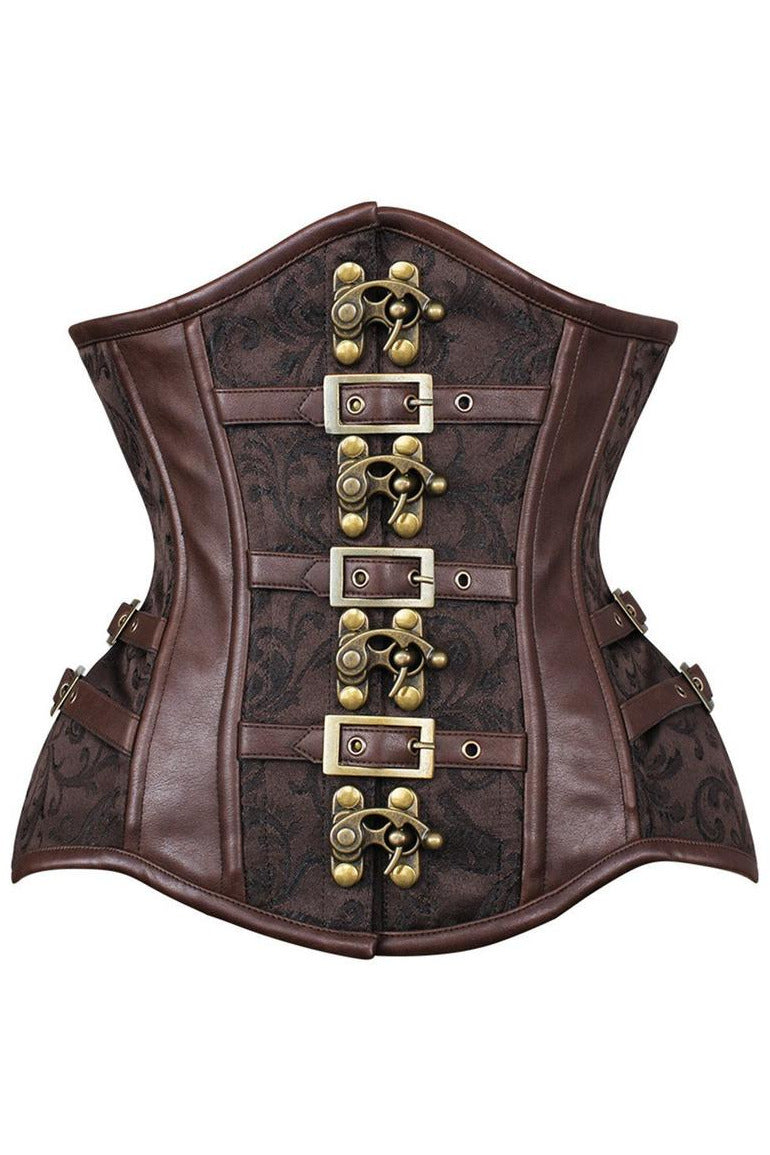 Top Drawer Brown Brocade Steampunk Steel Boned Underbust Corset-Daisy Corsets