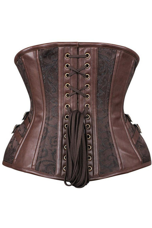 Top Drawer Brown Brocade Steampunk Steel Boned Underbust Corset-Daisy Corsets