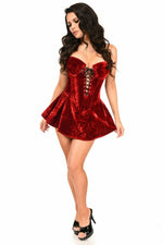 Top Drawer Dark Red Velvet Steel Boned Corset Dress-Daisy Corsets