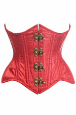 Top Drawer Double Steel Boned Wine Brocade Curvy Underbust Corset-Daisy Corsets