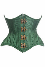 Top Drawer Double Steel Boned Green Brocade Curvy Underbust Corset-Daisy Corsets