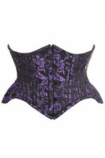 Top Drawer Black/Purple Brocade Double Steel Boned Mini Cincher Corset-Daisy Corsets