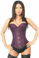 Top Drawer Plum Brocade Steel Boned Corset w/Clasp Closure-Daisy Corsets