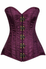 Top Drawer Plum Brocade Steel Boned Corset w/Clasp Closure-Daisy Corsets