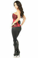 Top Drawer Wine Brocade Steel Boned Corset w/Black Eyelash Lace-Daisy Corsets