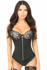 Top Drawer Black Cotton Steel Boned Underbust Corset w/Zipper-Daisy Corsets