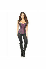 Top Drawer Plum Brocade & Faux Leather Steel Boned Corset-Daisy Corsets