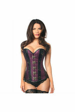 Top Drawer Plum Brocade & Faux Leather Steel Boned Corset-Daisy Corsets