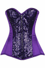 Top Drawer Purple Sequin Steel Boned Corset-Daisy Corsets