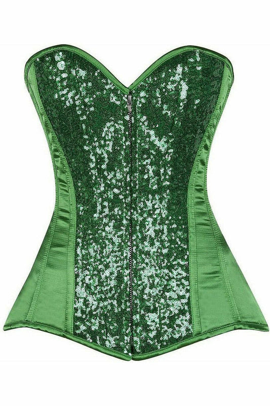 Top Drawer Green Sequin Steel Boned Corset-Daisy Corsets