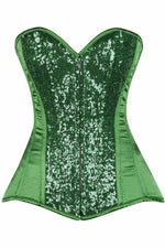 Top Drawer Green Sequin Steel Boned Corset-Daisy Corsets