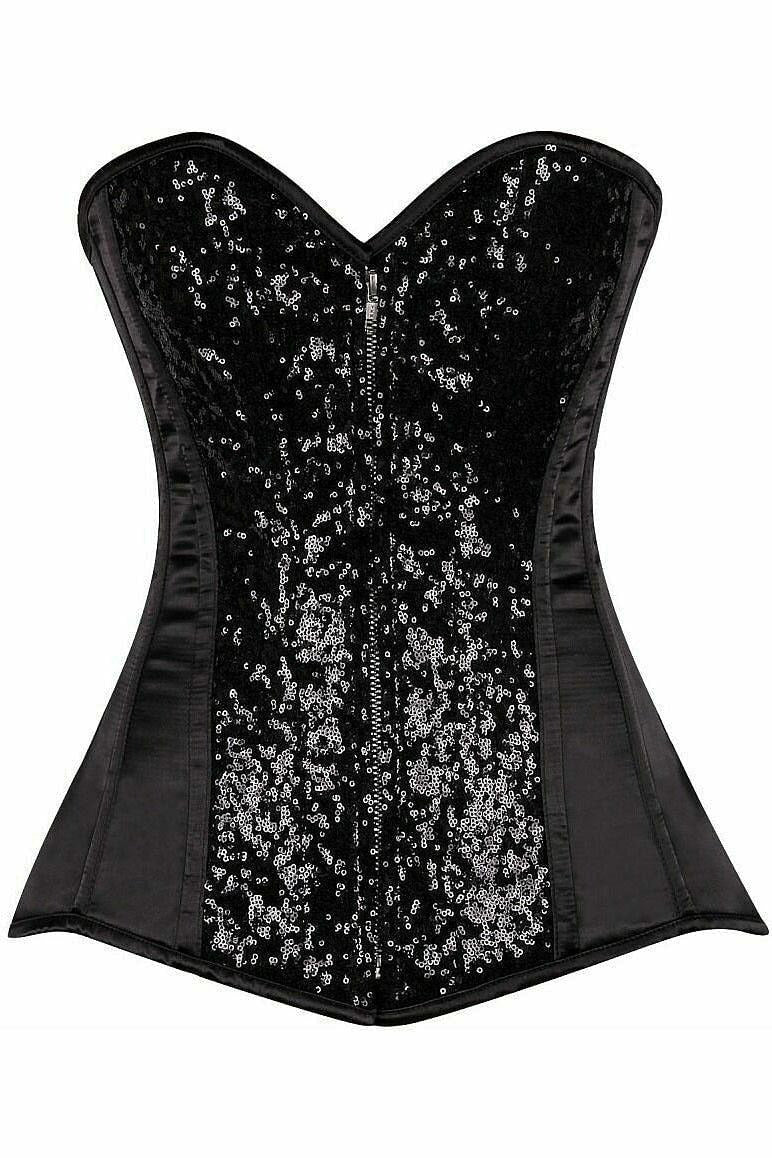 Top Drawer Black Sequin Steel Boned Corset-Daisy Corsets