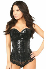 Top Drawer Black Sequin Steel Boned Corset-Daisy Corsets