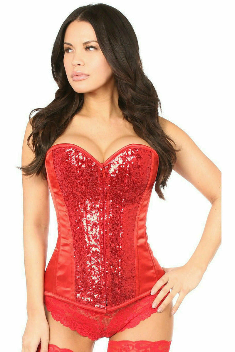 Top Drawer Red Sequin Steel Boned Corset-Daisy Corsets