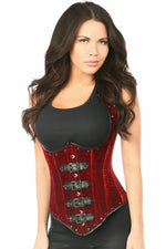 Top Drawer Steel Boned Red Velvet Underbust Corset w/Buckling-Daisy Corsets