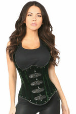 Top Drawer Steel Boned Green Velvet Underbust Corset w/Buckling-Daisy Corsets