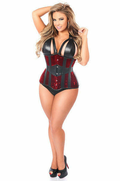 Top Drawer Red Velvet Steel Boned Underbust Corset-Daisy Corsets