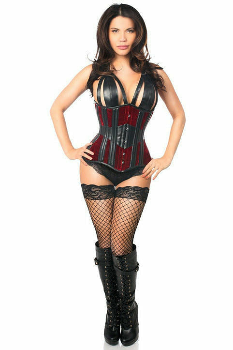 Top Drawer Red Velvet Steel Boned Underbust Corset-Daisy Corsets