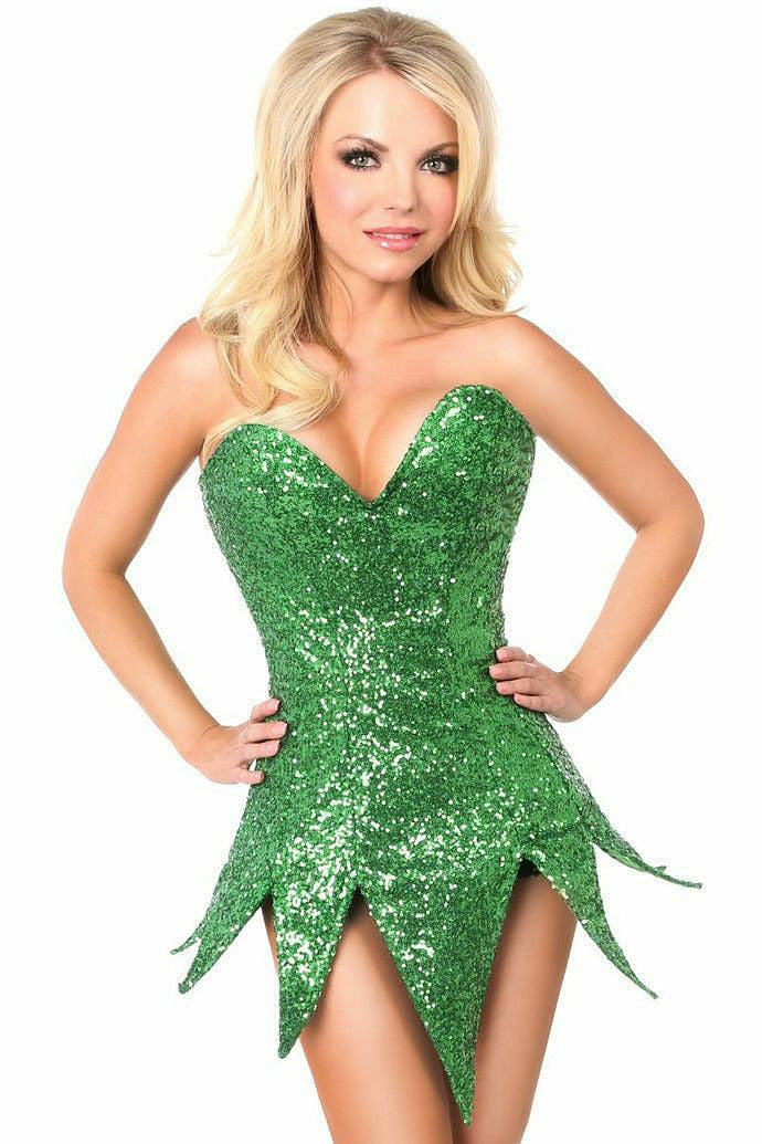 Top Drawer Green Sequin Steel Boned Corset Dress-Daisy Corsets