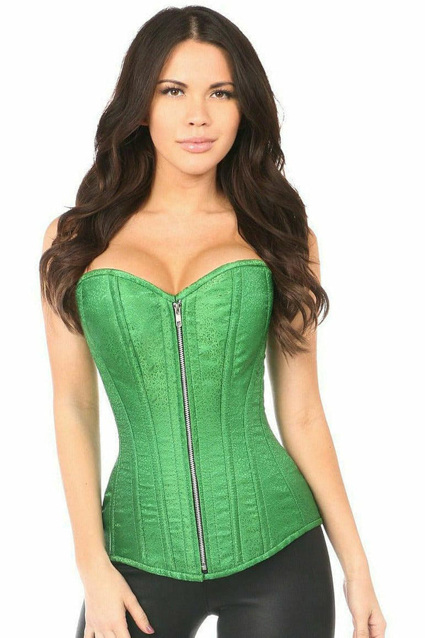 Top Drawer Emerald Green Brocade Steel Boned Corset-Daisy Corsets