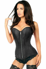 Top Drawer Black Brocade Steel Boned Corset-Daisy Corsets