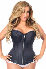 Top Drawer Navy Blue Brocade Steel Boned Corset-Daisy Corsets