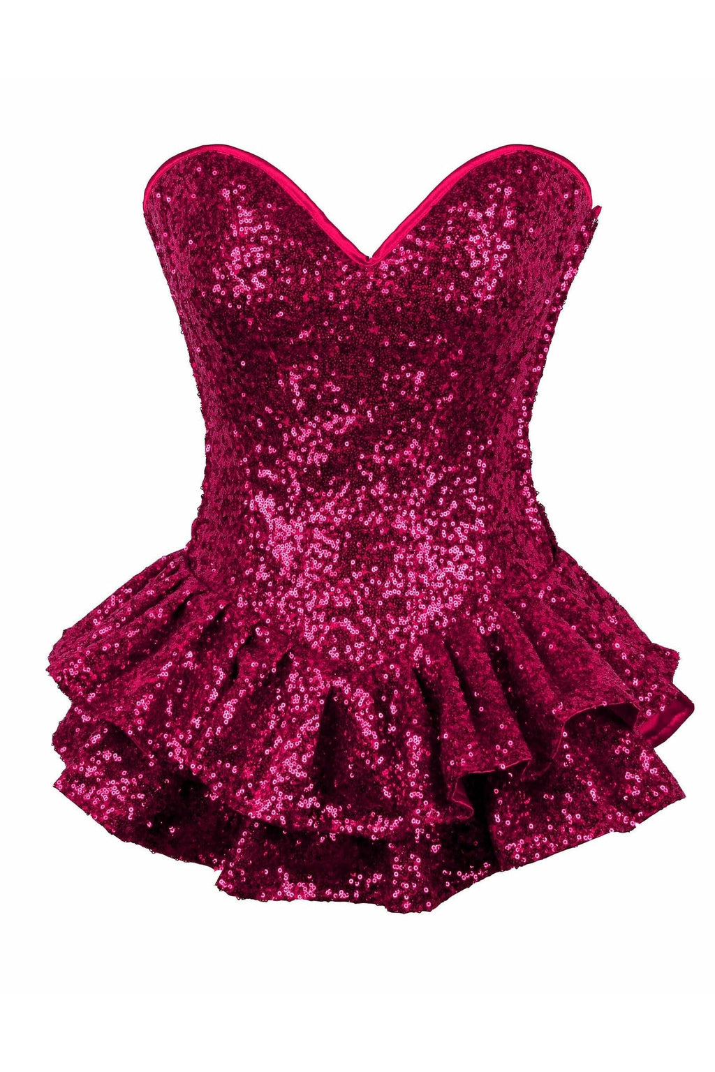 Top Drawer Fuchsia Sequin Steel Boned Mini Corset Dress-Daisy Corsets