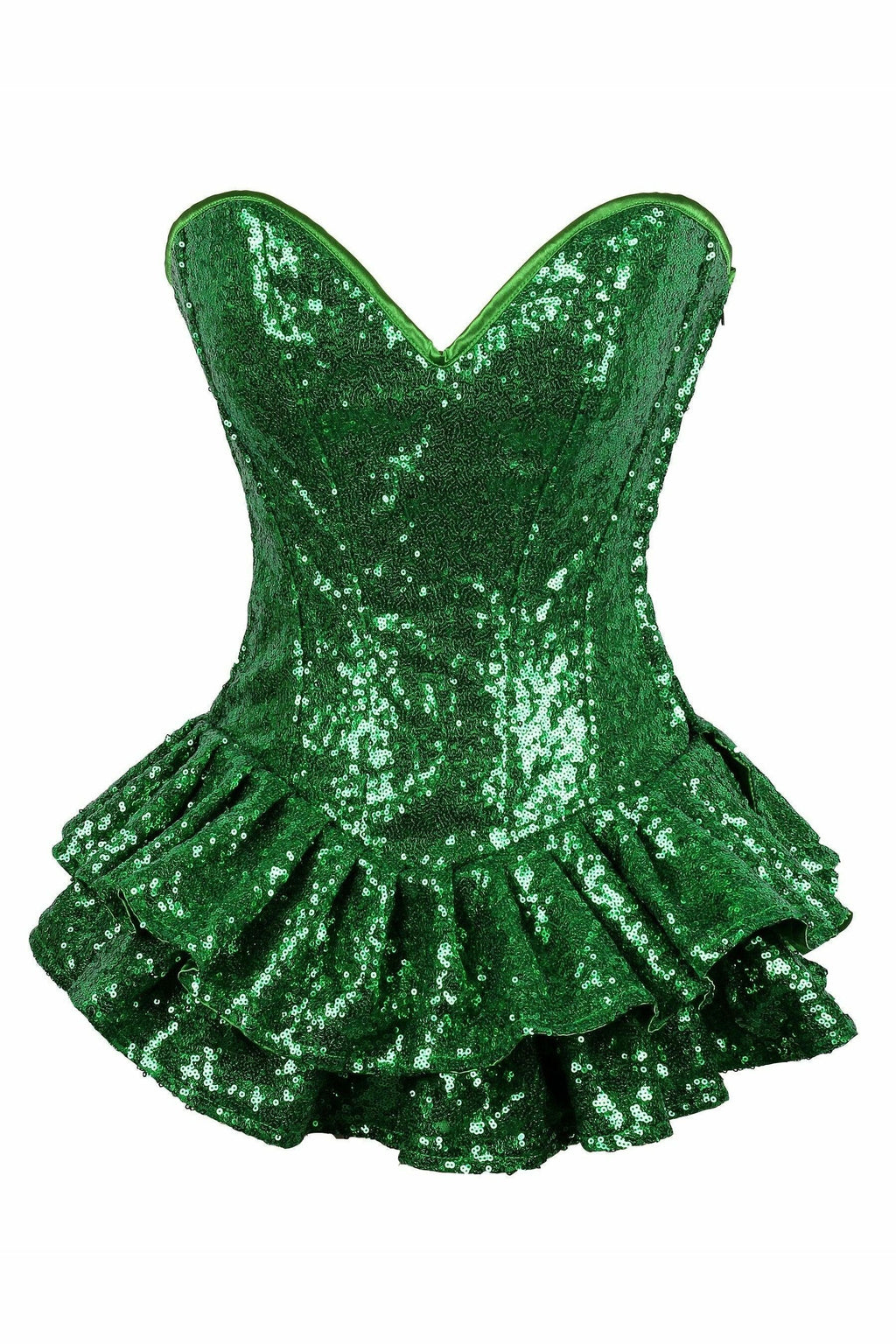 Top Drawer Green Sequin Steel Boned Mini Corset Dress-Daisy Corsets