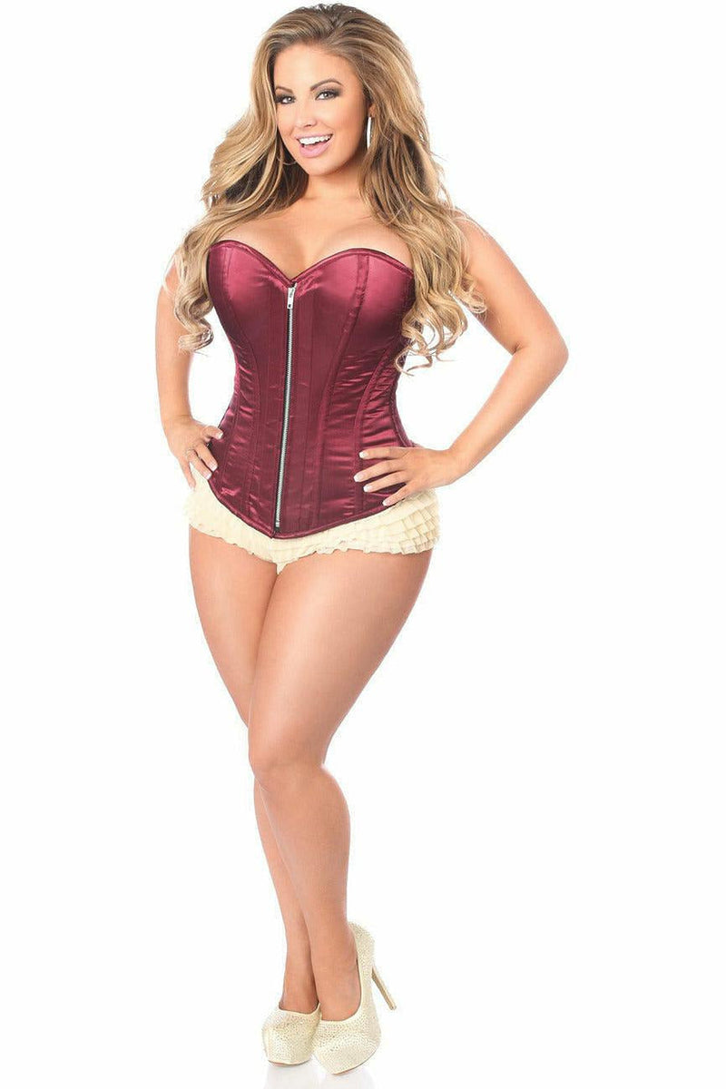 Top Drawer Bordeaux Satin Steel Boned Corset-Daisy Corsets