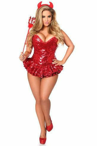 Top Drawer Premium Sequin Devil Corset Dress Costume-Daisy Corsets