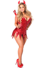 Top Drawer Red Sequin Devil Corset Dress Costume-Daisy Corsets