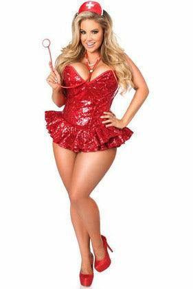 Top Drawer Premium Sequin Nurse Corset Dress Costume-Daisy Corsets